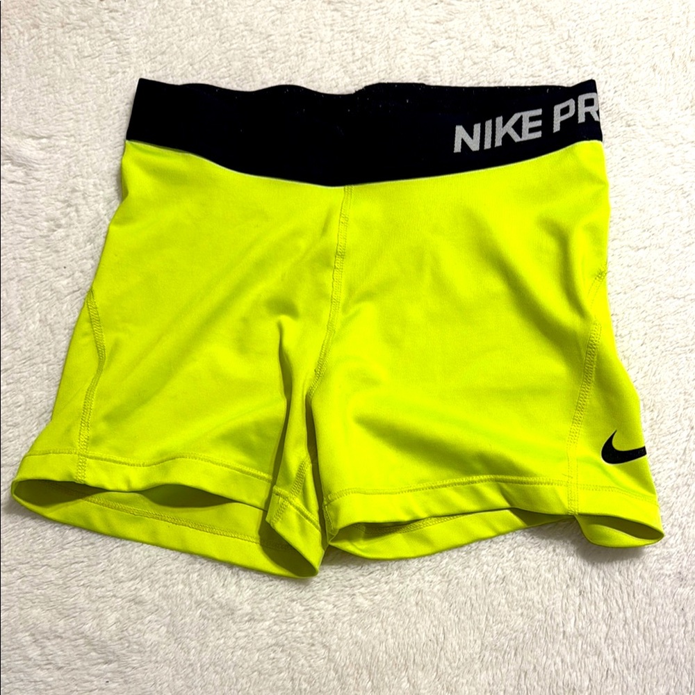 Nike Women's neon green Pro Shorts